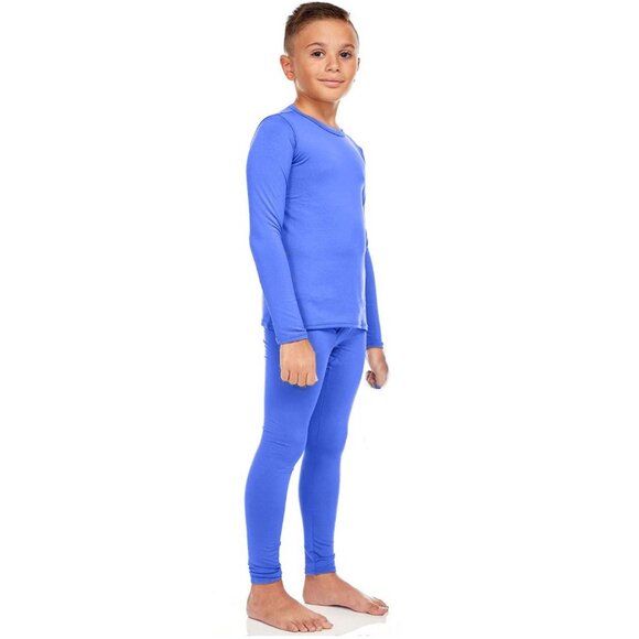 Kids Thermal 2-pc Underwear Set, Microfiber Fleece, Blue - Picture 1 of 4